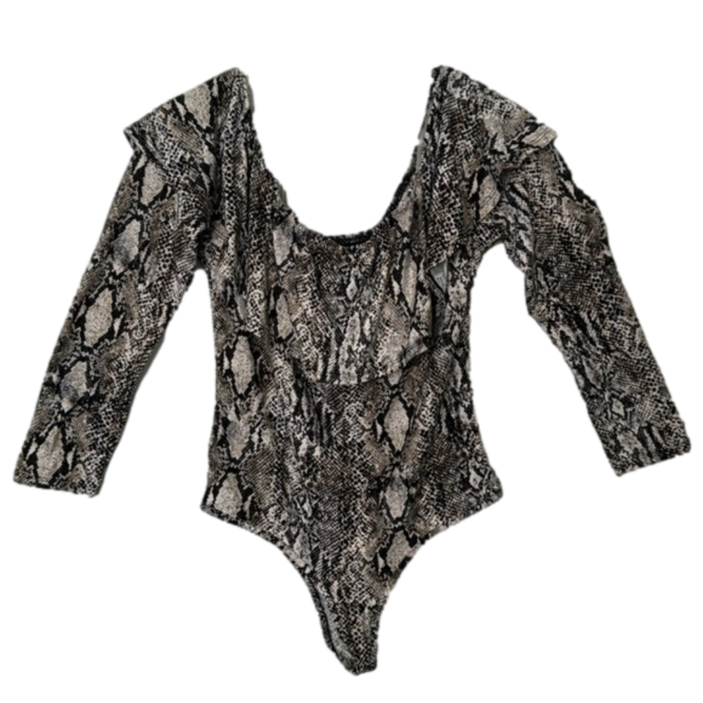 Polly & Esther‎ Snake Print Bodysuit Large with Long Sleeves